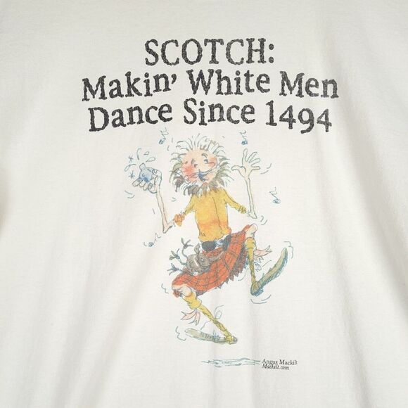 Angus Mackilt T Shirt Mens XL Scotch Making White Men Dance Funny Crewneck - Picture 7 of 16